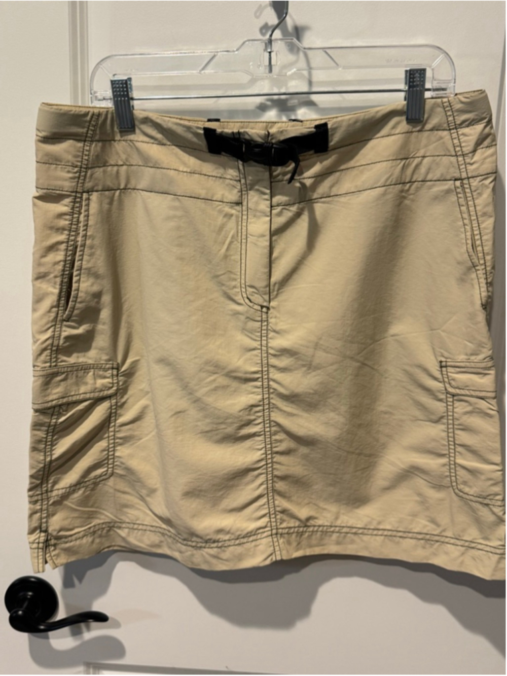 Women's ExOfficio Beige Cargo Skirt L with Black Accents Ripstop Quick dry